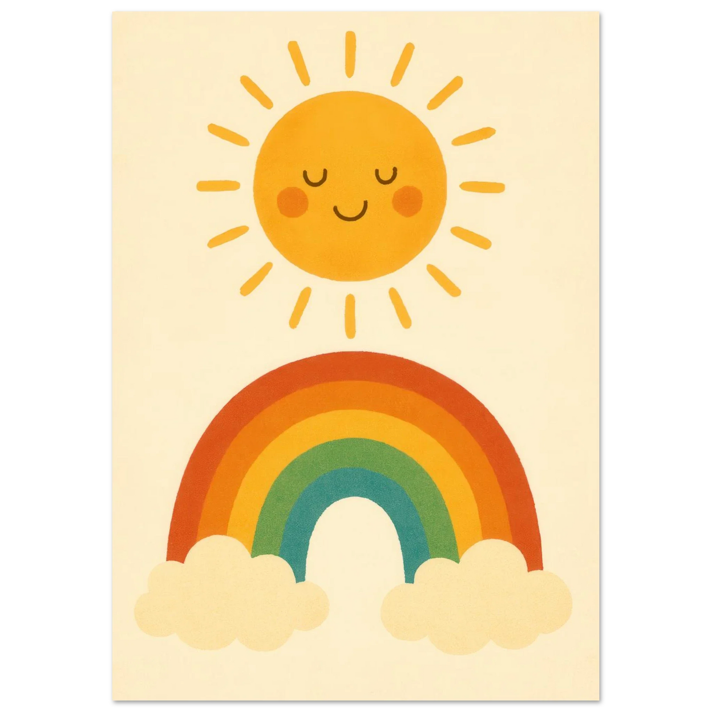 Happy Sun & Rainbow Art Print – Bring Joyful, Whimsical Vibes to Your Space in Multiple Sizes