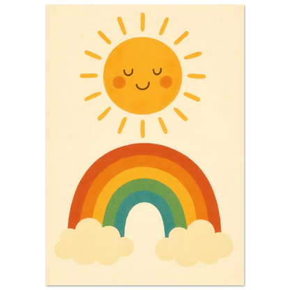 Happy Sun & Rainbow Art Print – Bring Joyful, Whimsical Vibes to Your Space in Multiple Sizes