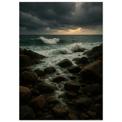 Dramatic Coastal Storm Waves Canvas Print – Ocean Art with Dark Skies & Vibrant Seas, Available in 29 Sizes