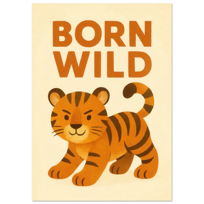 Born Wild Tiger Art Print – Playful Nursery Decor & Kids' Room Poster