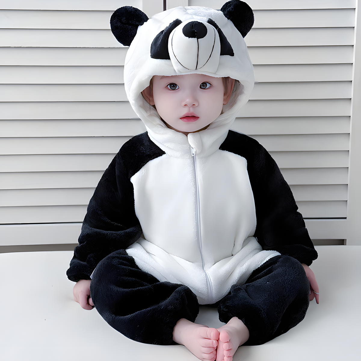 Fleece Animal Hooded Baby Romper