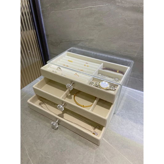 Three-Layer Velvet Jewelry Box