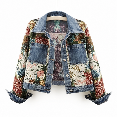Floral Patchwork Denim Jacket