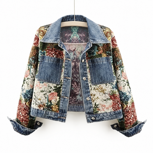 Floral Patchwork Denim Jacket