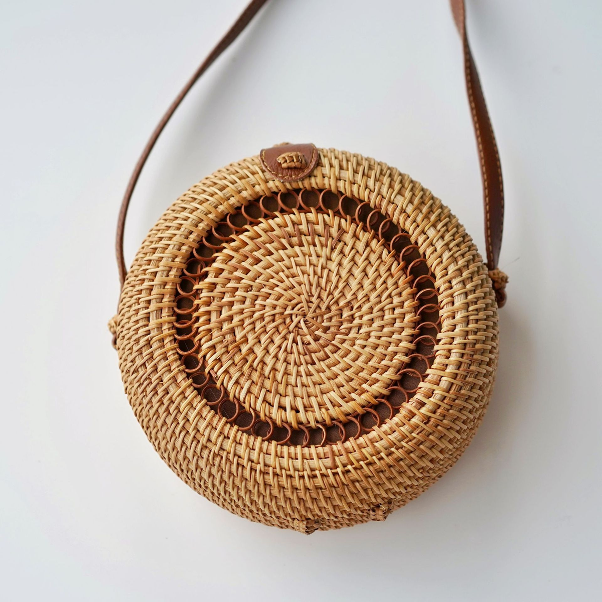 Handwoven Rattan Crossbody Bag