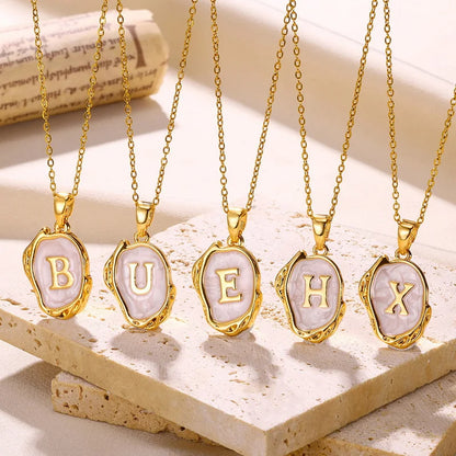 A-Z Alphabet Gold Plated Stainless Steel Pendant Necklace
