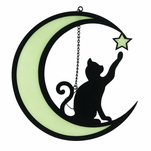 Cat and Moon Acrylic Hanging Decoration