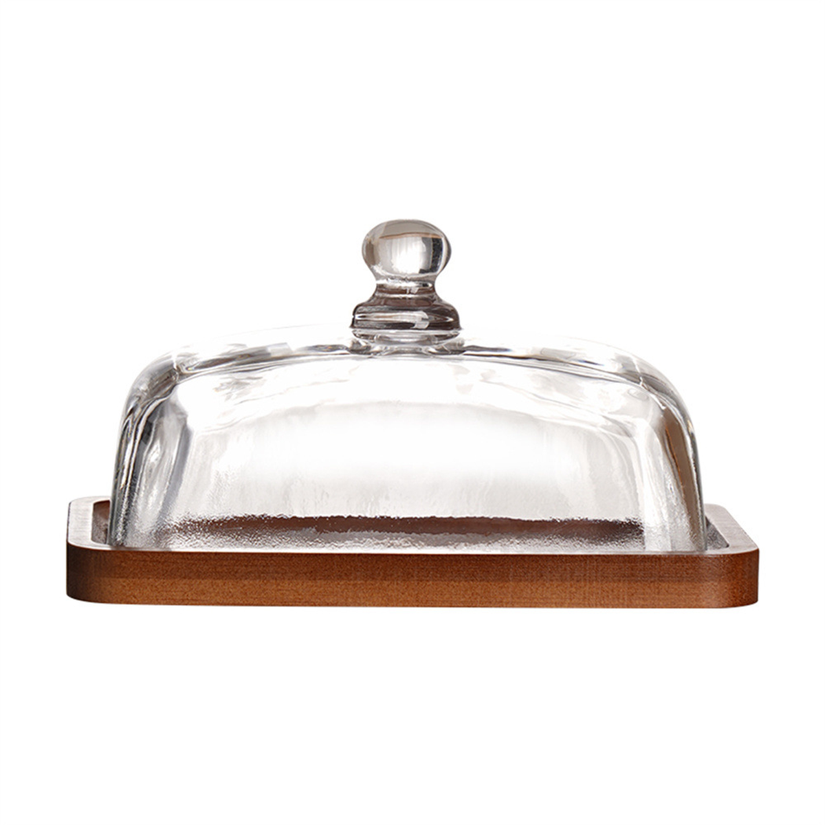 Glass Butter Dish with Wooden Base