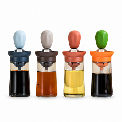 Glass Oil Bottle with Integrated Basting Brush