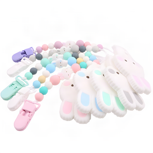 Bunny Teether and Pacifier Clip