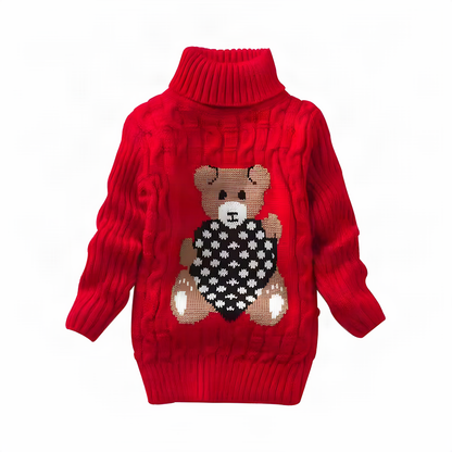 Bear Turtleneck Kids Sweater