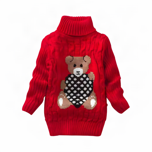 Bear Turtleneck Kids Sweater
