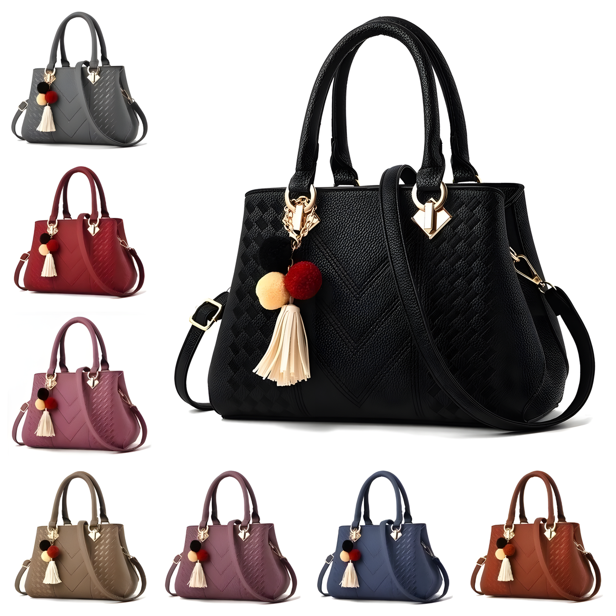 Textured Top-Handle Handbag