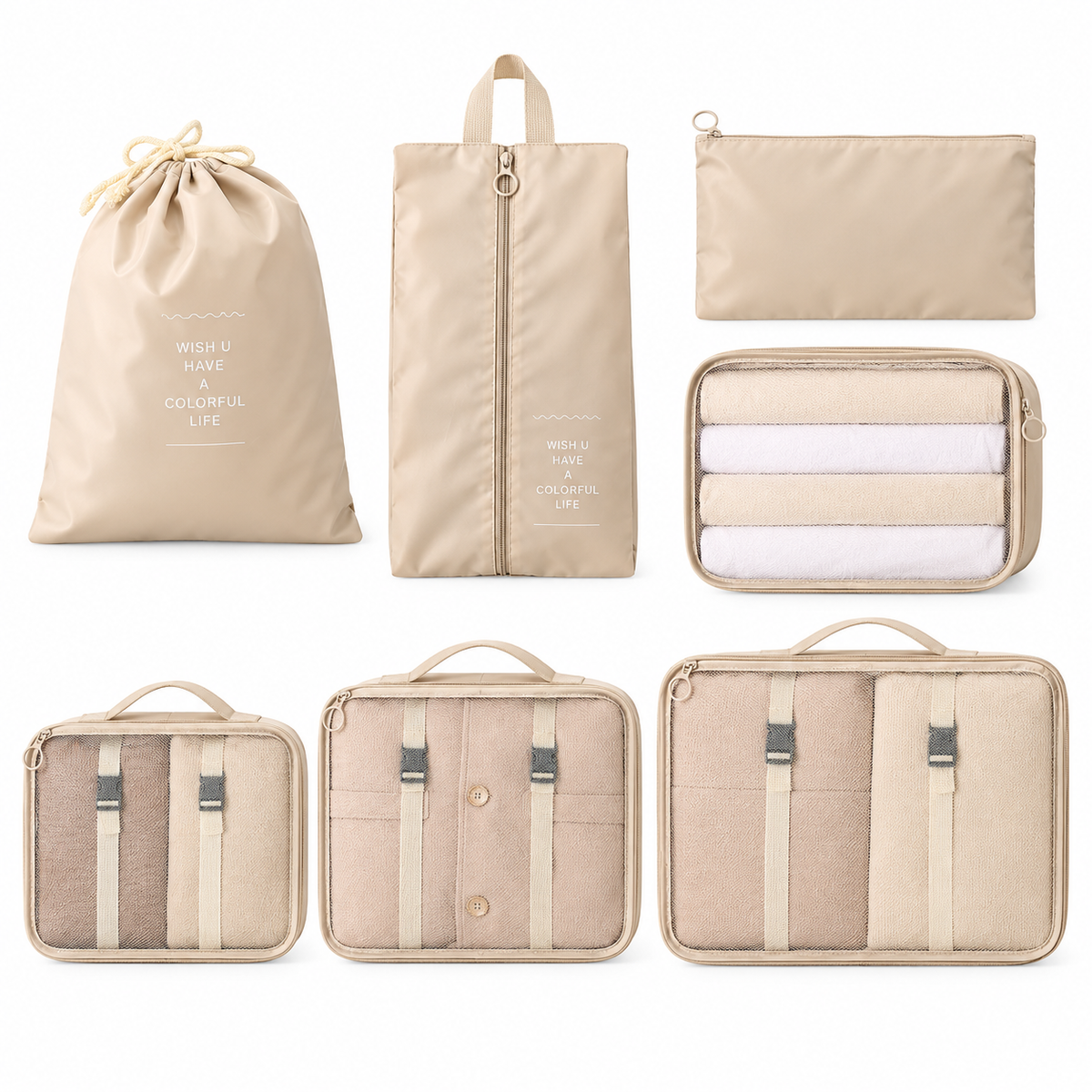 Seven-Piece Travel Packing Organizer Set