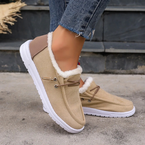 Fleece-Lined Canvas Slip-On Shoes