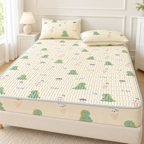 Quilted Printed Fitted Mattress Cover Set
