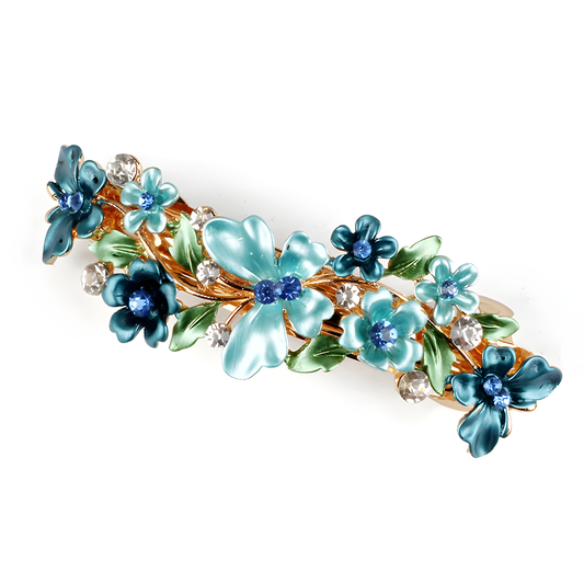 Enamel Flower Rhinestone Barrette