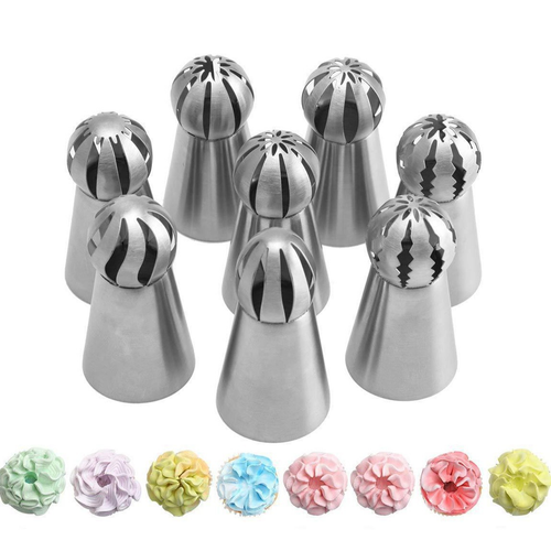 Eight Spherical Flower Piping Tips
