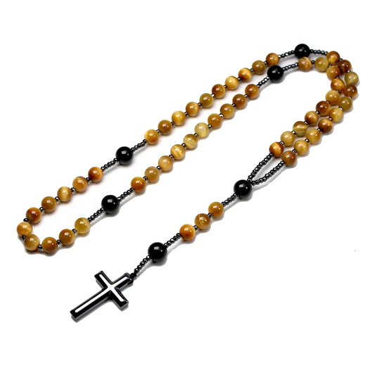 Stone Bead Cross Necklace