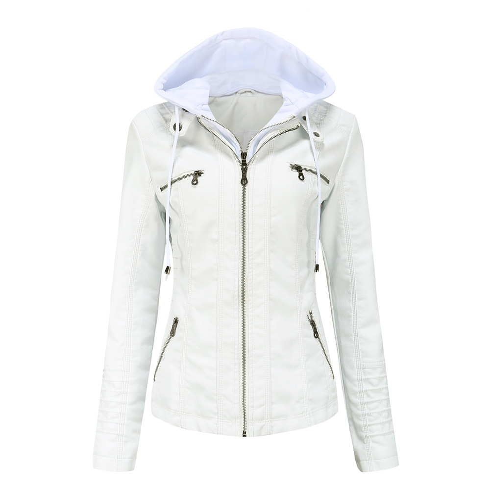 Hooded PU Leather Jacket