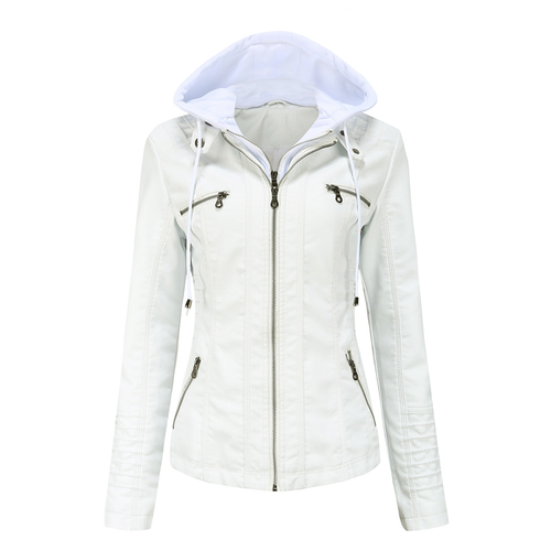 Hooded PU Leather Jacket