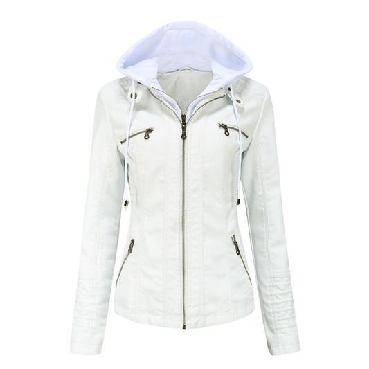 Hooded PU Leather Jacket