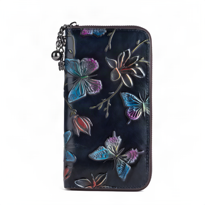 Embossed Butterfly Leather Wallet