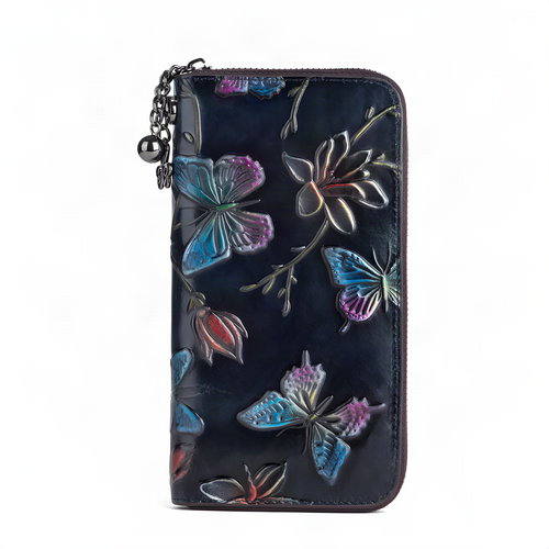 Embossed Butterfly Leather Wallet