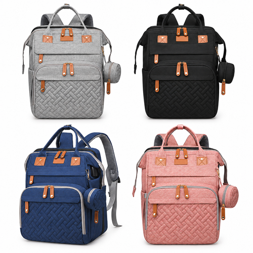 Expandable Diaper Backpack with Fold-Out Mat