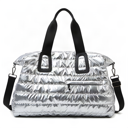 Glossy Quilted Travel Duffel Bag