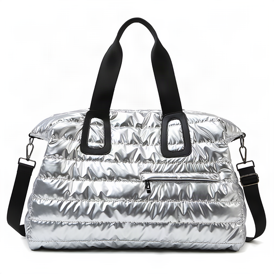 Glossy Quilted Travel Duffel Bag
