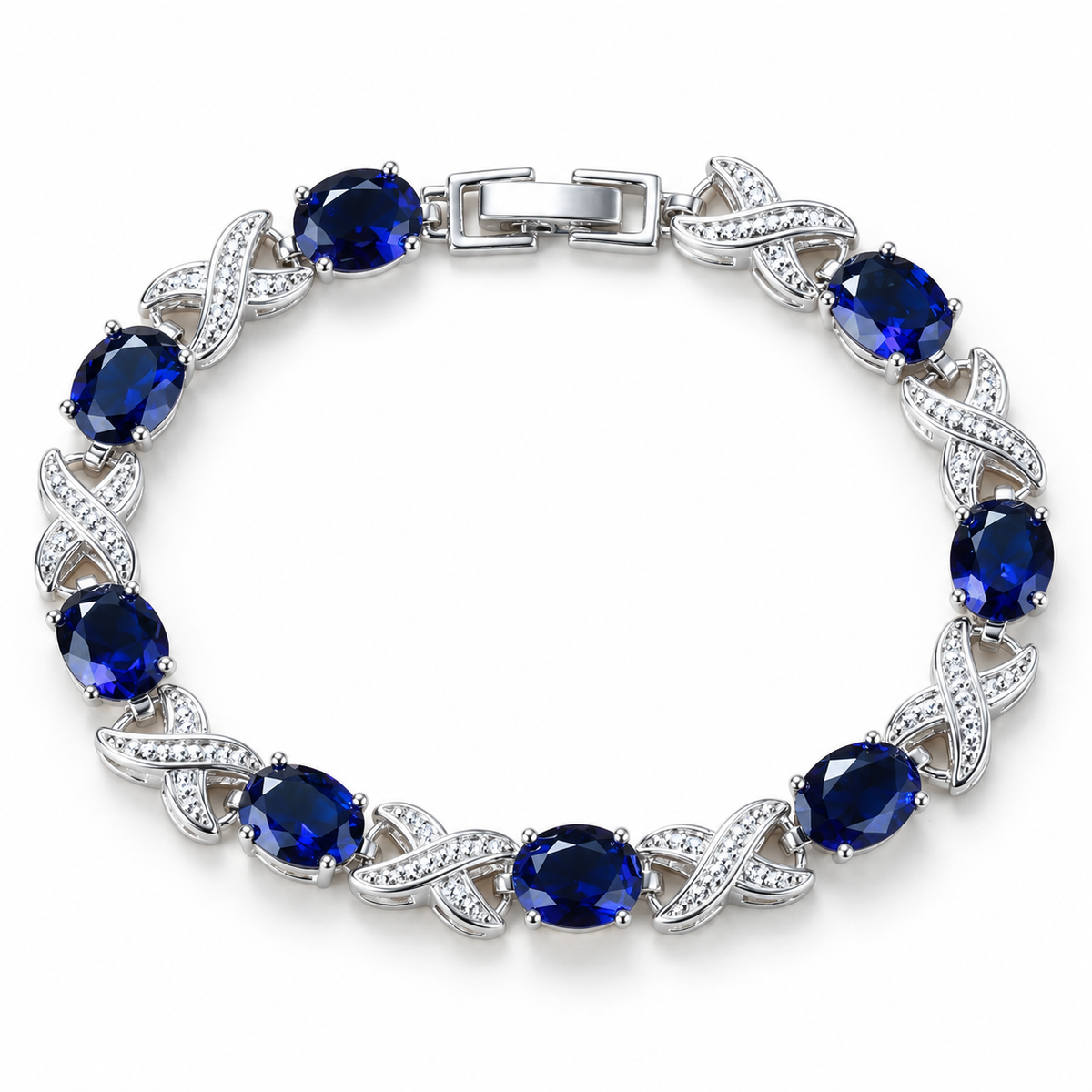 Blue Oval Crystal Bracelet