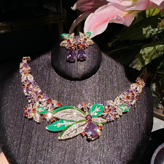 Floral Necklace and Earring Set