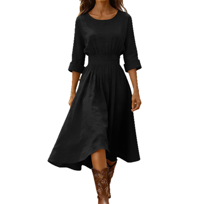 Long-Sleeve Cotton Blend Dress