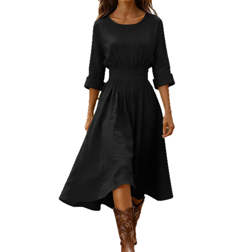 Long-Sleeve Cotton Blend Dress