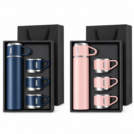 Insulated Flask and 3 Cup Gift Set