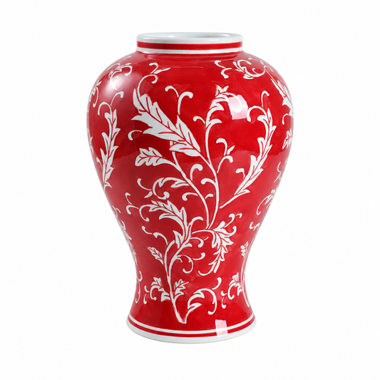 Red and White Ceramic Vases