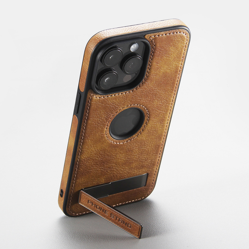 Leather-Texture Stand Case for iPhone 15 Pro Max