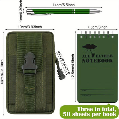 Vattentät anteckningsbok + metallpenna, 5-pack