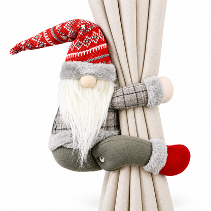 Red-Hat Christmas Gnome Curtain Tieback