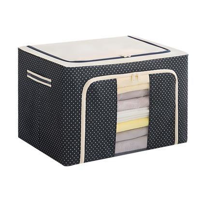 Steel-Frame Dotted Fabric Storage Box