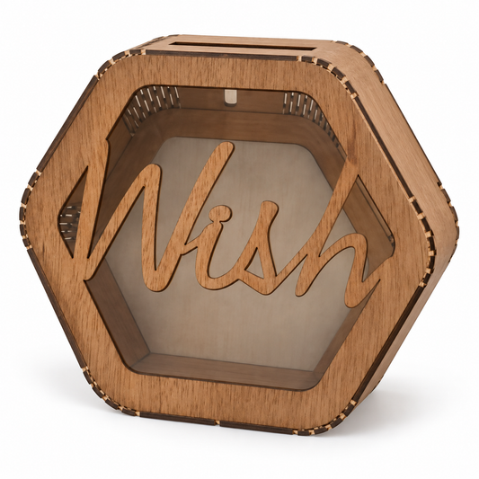 Hexagonal Wooden Wish Card Box