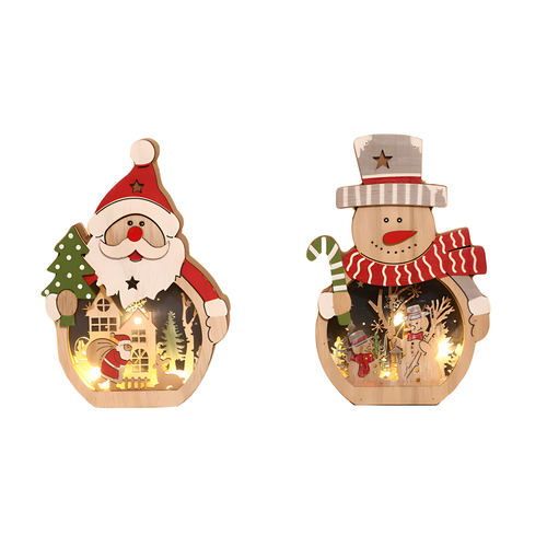 Light-Up Wooden Christmas Scene Figures