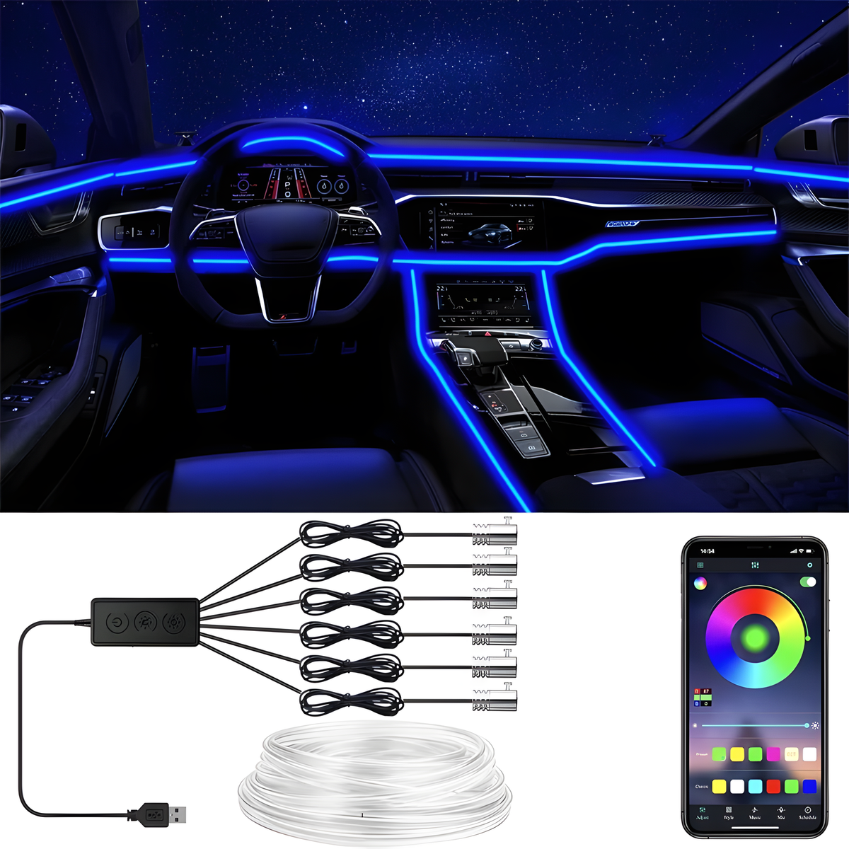 RGB Car Fiber-Optic Light Kit