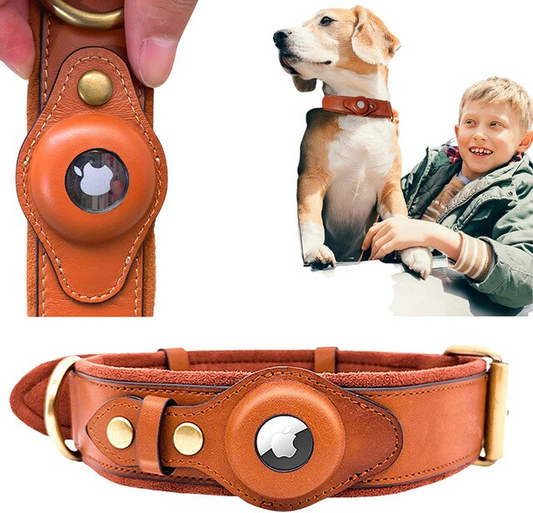 Läder AirTag Hundhalsband