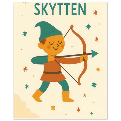 Sagittarius Archer Zodiac Art Print – Whimsical Nursery & Kids Room Decor in Various Sizes