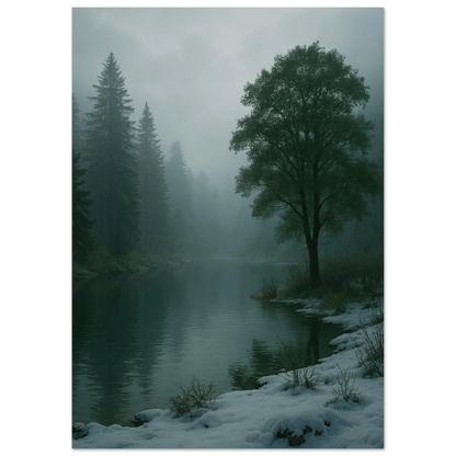 Mystical Winter Lake Landscape Premium Poster