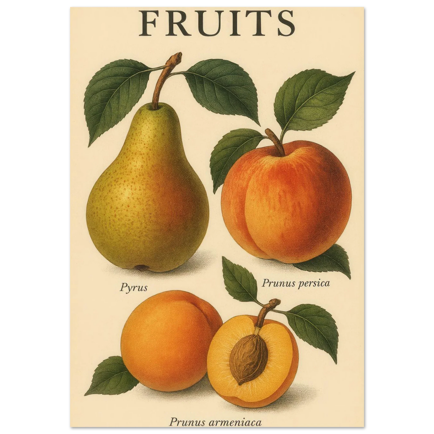 Frukter – Botanisk Vintage Frukt Illustration Poster – Klassisk Konsttryck i Flera Storlekar
