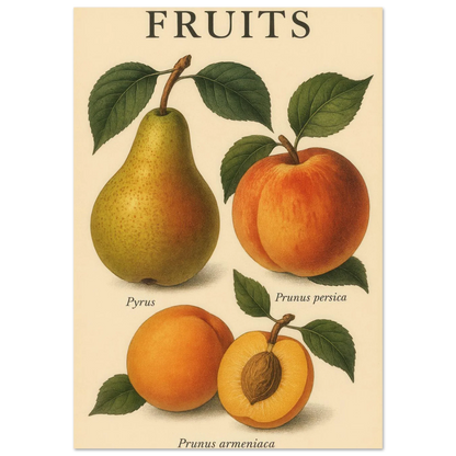 Frukter – Botanisk Vintage Frukt Illustration Poster – Klassisk Konsttryck i Flera Storlekar