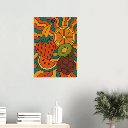 Frukter – Retro Fruity Swirls Art Print for a Pop of Vibrant Color